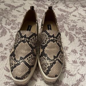 Karl Lagerfeld Beige and Black Snakeskin Sneakers